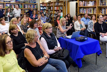 Deby giving presentation at Book Stall, Winnetka, IL