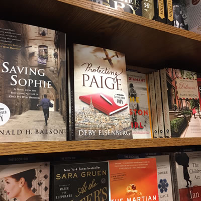 Jewish Book Concil Writers Conference, Protecting Paige on book shelf